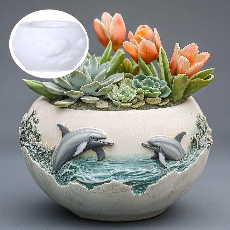 زوجين دولفين الإغاثة نبات عصار - مراجعة Resin Ocean Wave Mold وسعره