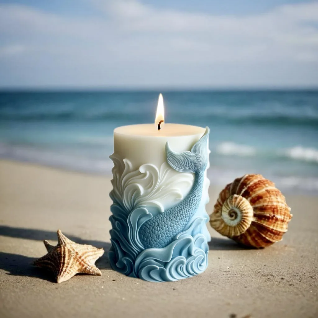 قالب شمع أسطواني سيليكون ، ديي - مراجعة Resin Ocean Wave Mold وسعره