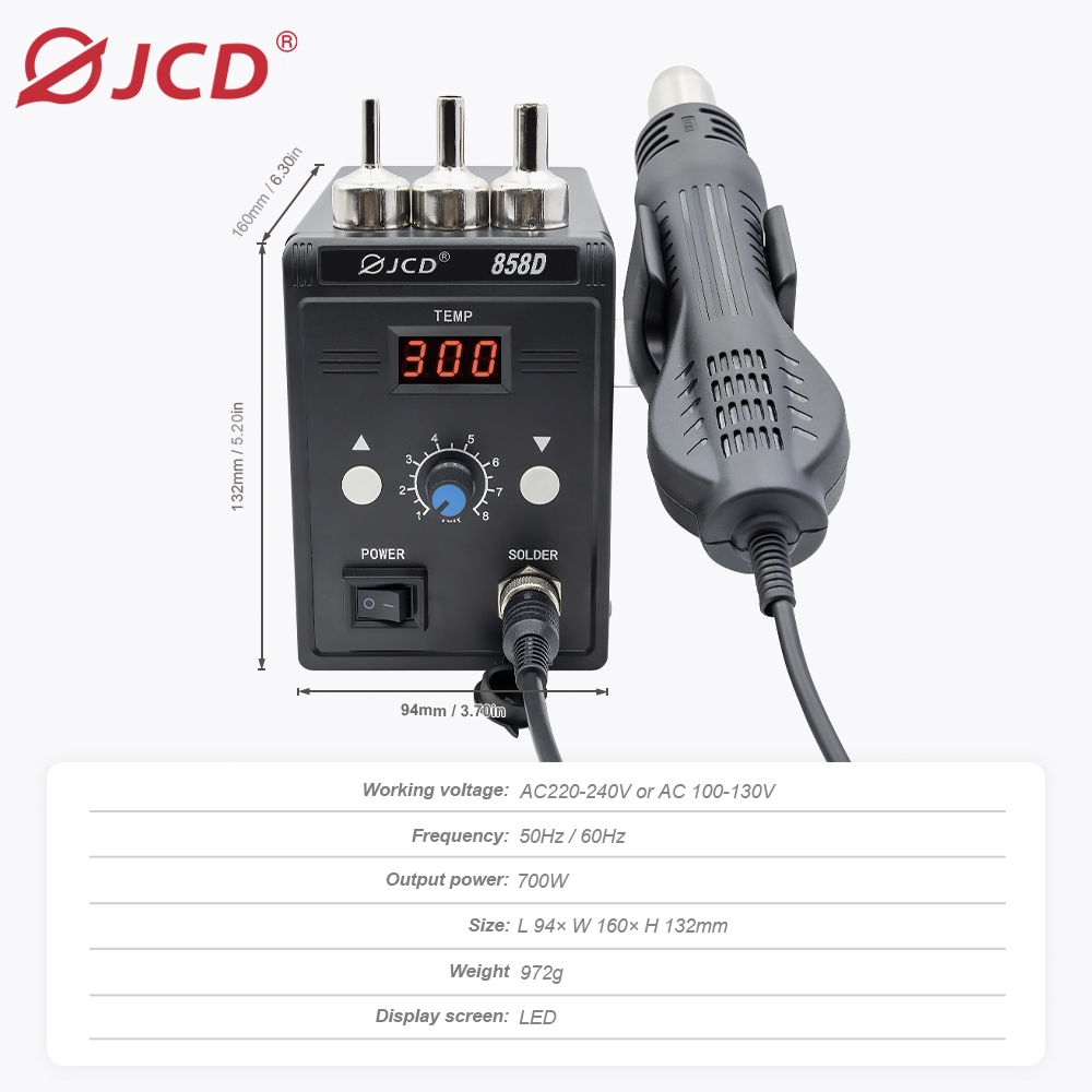 JCD مسدس هواء ساخن 858D 700 وا - مراجعة Heat Gun Small وسعره